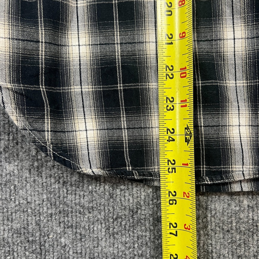 Ralph Lauren Flannel Shirt Women Medium Black White Plaid Cotton Roll Tab Sleeve - Picture 5 of 12